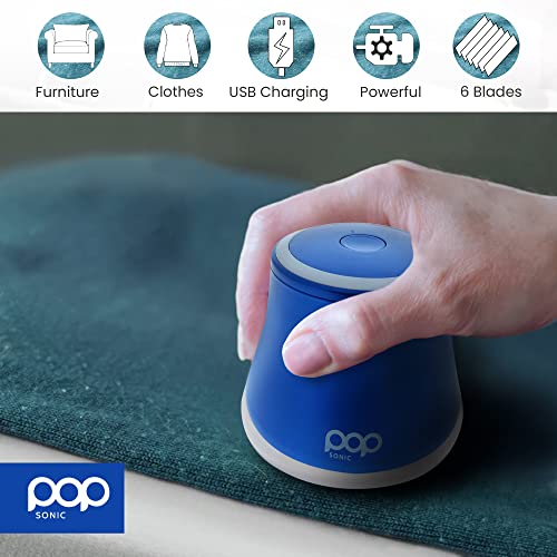 Fabric Shaver, Lint Remover Electric (Royal Blue) – Rechargeable, 6 Blade System, Fabric Lint Shaver w/LED Light | One-Touch Activation Pill Shaver for Clothes - Electric Lint Remover Fabric Shaver - color: Royal Blue