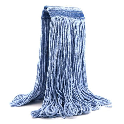 24 oz Loop-End Cotton Mop Head, Heavy Duty Mop Refill with 6 Inch Headband, Replacement Head for Home, Industrial & Commercial Use (Blue) - color: 24oz-blue