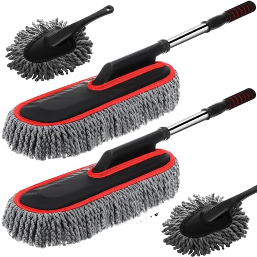 4 Pack Microfiber Car Duster Exterior Scratch Free, Gray with Red Edge - color: Gray with Red Edge