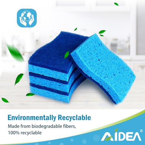 AIDEA Sponges Kitchen-6Count, Non Scratch Scrub Sponge, Dish Sponges - color: Blue