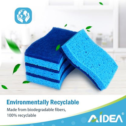 AIDEA Sponges Kitchen-6Count, Non Scratch Scrub Sponge, Dish Sponges - color: Blue