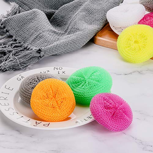 Blulu 15 Pieces Plastic Dish Scrubbers, Nylon Mesh Pads, Rainbow Colors - color: Rainbow Colors