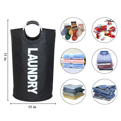 2 Pack 90L Laundry Basket, Waterproof Hamper With Foam Protected Aluminum Handles for Dirty Clothes, Dorm, Family (Black, 2 Pack-90L) - size: 2 Pack-90L