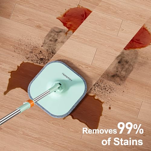HoMettler Mop and Bucket Set | Spin Mop with Dual-Tank Clean/Dirty Water Separation | 6 Microfiber Pads for Deep-Cleaning Floors | Versatile Mops Triangular Head for Walls - size: Spin Mop with 6 Pads