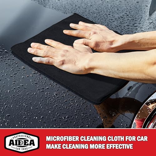 AIDEA Microfiber Cleaning Cloth 24 Pack, Microfiber Towels for Cars, Soft & Absorbent Cleaning Rags, Premium Lint Free Shop Towels for House, Kitchen, Car, 12inx16in, Black - color: Black, size: 12inx16in