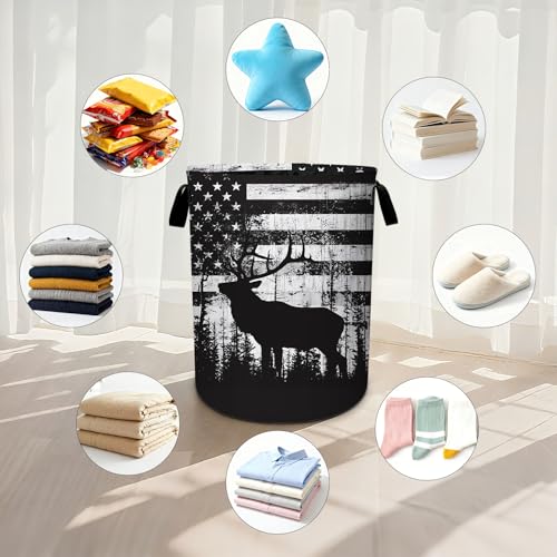 Deer Laundry Basket Waterproof Laundry Hamper Foldable Laundry Bag with Handles for Bedroom, Bathroom, Office, Clothes Storage - color: Deer