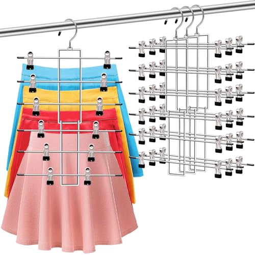 3 Pack Pants-Hangers-Space-Saving, 6 Tier-Closet-Organizers-and-Storage - color: 3 Pack-silver