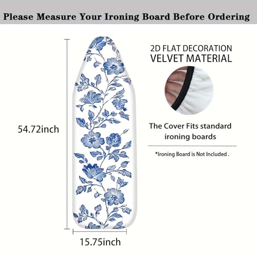 Nuxovilar Blue Floral Vines Ironing Board Cover 15x54 Polyester - color: Yfw04571, size: 15×54 inch