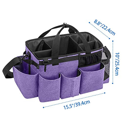 LoDrid Wearable Cleaning Caddy Bag with 4 Foldable Dividers, Purple - color: Purple