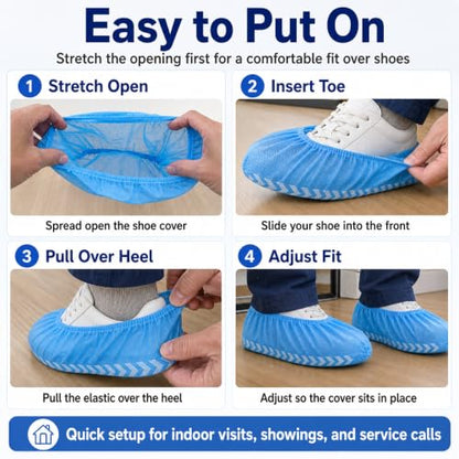 Innovative Haus Blue Disposable Shoe Covers, Non Slip Booties, 50 Pack, XL - size: Extra Large (50 Packs)