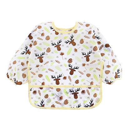 PandaEar (3 Pack Long Sleeve Bibs| Waterproof Full Sleeve Bib for Baby Infant Toddler 6-36 Months - style: Cactus