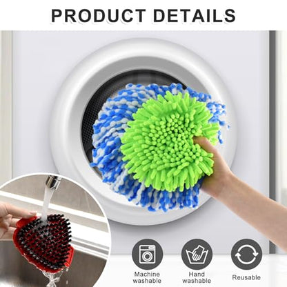 Mop Head Replacement for O Cedar, Spin Mop Replacement Head for Ocedar RinseClean 2 Tank System, Mop Heads Includeds 3 Mop Replacement Heads, 2 Upgrade Spin Scrub Brush, 1 Base & 1 Chenille Pad - size: for Ocedar 2 Tank