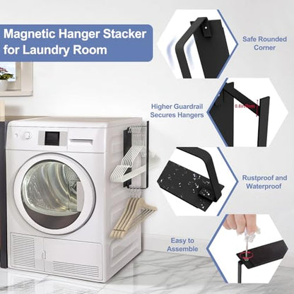Magnetic Hanger Holder for Laundry Room, 1-Pack, Black - color: Black