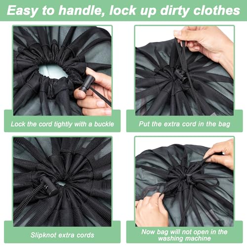2 Pack Mesh Travel Laundry Bag 28" x 40"Extra Large Dirty Clothes Organizer - color: Champagne+Champagne, size: 28"x40"