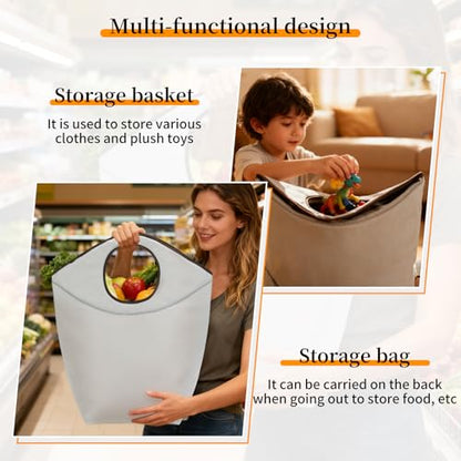 Small Laundry Basket, 18x17x9.5 Waterproof Laundry Hamper - color: Gray, size: 17"L x 9.5"W x 18"H