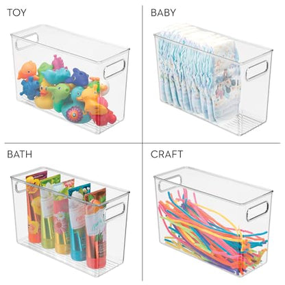 iDesign Slim Clear Plastic Bathroom Storage Bin, Tall Narrow - style: Pack of 1