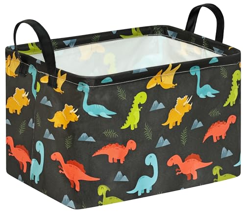 Dinosaur Foldable Storage Basket Baby Gifts Basket Nursery Hamper with Waterproof Lining&Handles Organizer Bins for Boys' Bedroom, Nursery, Laundry, Toys, and Camping - color: Black Dinosaur