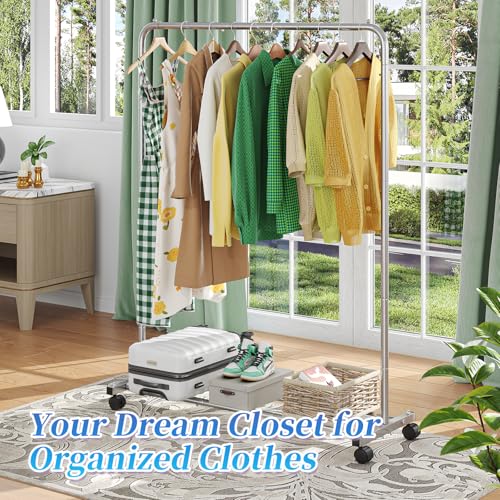 Simple Trending Clothes Clothing Garment Rack, Clothes Organizer, Silver - color: Sliver, size: 14.75"D x 43.5"W x 54.25"H
