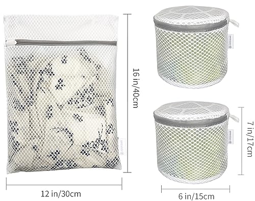 3PCS Honeycomb Mesh Laundry Bags for Delicates with Zipper,Travel Storage Organize Bags,Clothing Washing Bags for Underwear,Lingerie,Bra,Blouse, Hosiery, Stocking, Socks,Extra Strong(2Bra,1S) - size: 3 Set-Bra+Bra+S