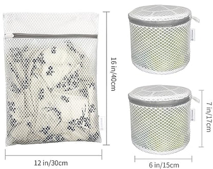 3PCS Honeycomb Mesh Laundry Bags for Delicates with Zipper,Travel Storage Organize Bags,Clothing Washing Bags for Underwear,Lingerie,Bra,Blouse, Hosiery, Stocking, Socks,Extra Strong(2Bra,1S) - size: 3 Set-Bra+Bra+S