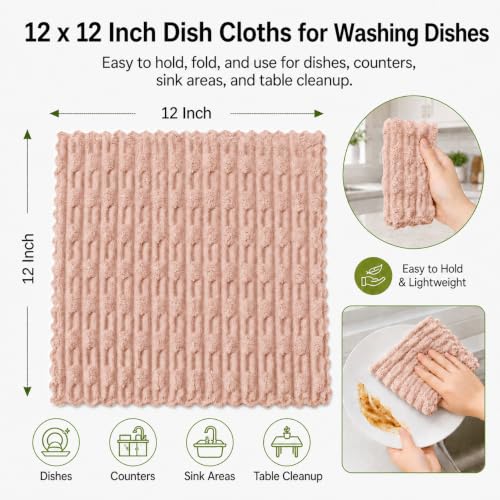 kimteny Microfiber Dish Cloths for Washing Dishes 18 Pack, Pink - color: Pink, size: 12 x 12 - 18 Pack