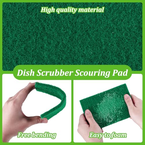 60 PCS Scouring Pads Heavy Duty, Reusable Multipurpose Scour Pads, 5.9 x 3.95 inch Household Scrub Pad for Cleaning, Green Dish Scrubber Scrubbing Pad for Dishes Sink Kitchen Metal Grills