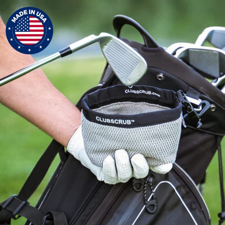 Club Scrub Golf Club and Golf Ball Cleaning Bag, Waterproof Clean Face Technology Liner, Detachable Clip, Machine Washable, Cleans Club Grooves, Dry Exterior (Neoprene or Microfiber Option Available) - color: Microfiber Pro, style: Microfiber Pro
