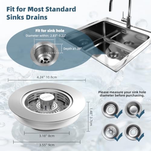Hibbent Metal Kitchen Sink Drain Strainer and Stopper, Stainless Steel - color: Stainless Steel