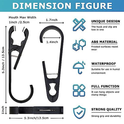 Laundry Hooks with Clips Hanger Closet Organizer Clamps Socks Boot Bras Towels for Bathroom Wardrobe Kitchen Office 4Pcs (Black) - color: Black