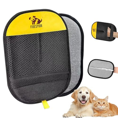 Pet Hair Remover Tool Glove for Cats & Dogs, Static Lint and Fur Removing Mitts for Laundry, Couch, Carpet, Clothing, and Auto Seats - color: Yellow