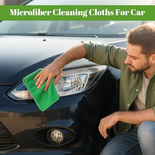 Nuenen Car Microfiber Clean Cloths, Green, 16 x 16 Inch, 60 Pcs - color: Green, size: 16 x 16 inches