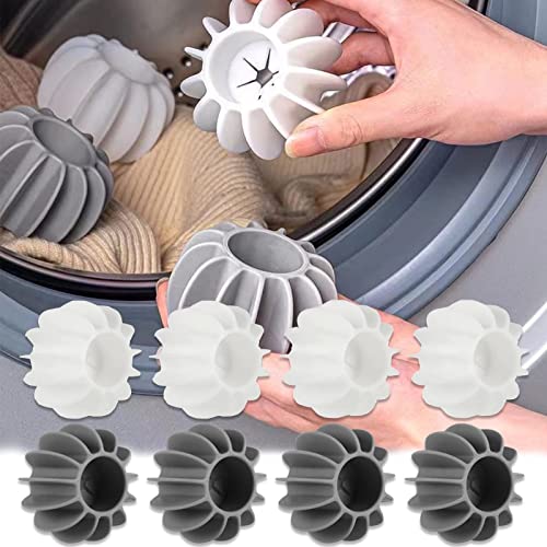 8 Pcs Reusable Laundry Balls Scrubbing Balls Gray White Washing Machine Special Ball Silicone Tidy Clothes Deep Cleaning Anti-Winding