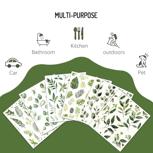 Swedish Dishcloths Reusable Paper Towels 6 Pack, Super Absorbent Washable Kitchen Towels, Biodegradable Quick Drying Dishwasher Safe, Watercolor Design Cleaning Cloths for Any Surface(Green Grass) ﻿ - color: Greengrass Theme