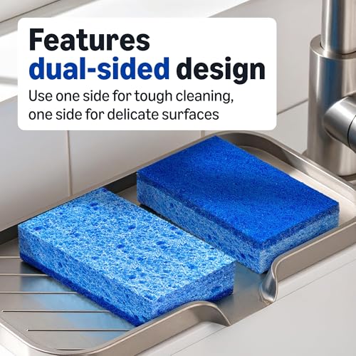 Amazon Basics Non-Scratch Dual-Sided Sponges for Nonstick Pots and Pans, Dish Scrubber, All-Purpose, (Pack of 36), Packaging May Vary - size: 36-Pack, style: Non-Scratch