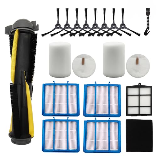 Replacement Part for Shark Navigator Robot Vacuum RV2110/RV2120AE/AV2110S Robot Cleaner.1 Main Brush, 4 Filters, 1 Filter Mesh, 8 Side Brushes, 1 Black Filter Cotton, 2 White Filter Cotton - style: 18