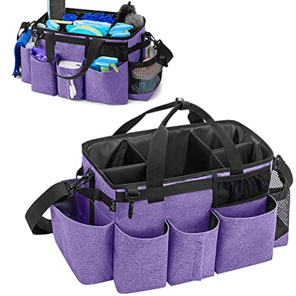 LoDrid Wearable Cleaning Caddy Bag with 4 Foldable Dividers, Purple - color: Purple