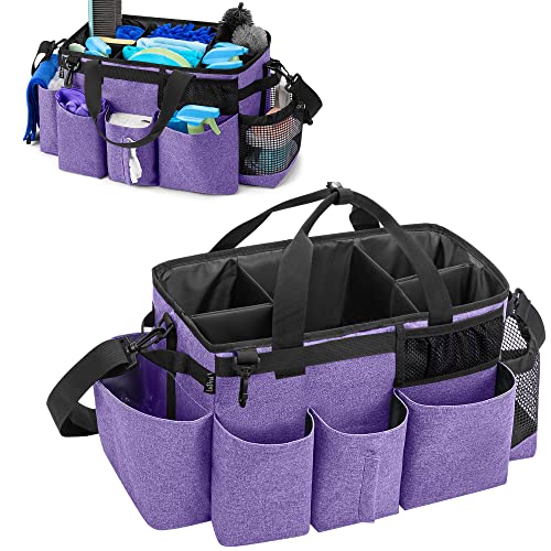 LoDrid Wearable Cleaning Caddy Bag with 4 Foldable Dividers, Purple - color: Purple