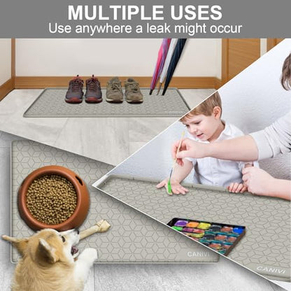 Under Sink Mat, 34"x22" Waterproof Tray for Cabinet, Holds 3 Gal - color: Khaki, size: 22"W x 34"L
