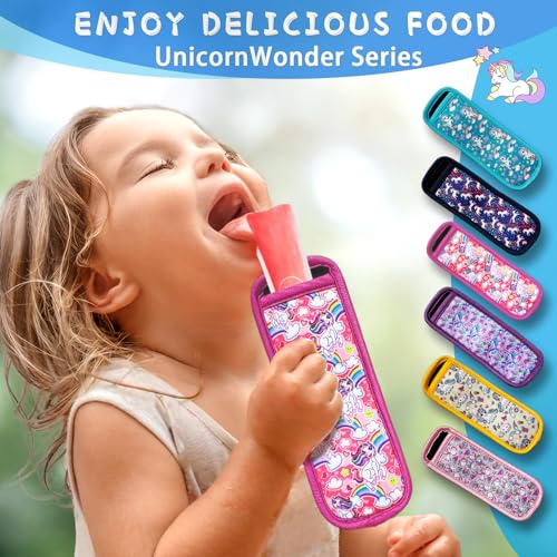 6-Piece Ice Pop Neoprene Insulator Sleeves, Multicolor Ice Sleeves Holder Bags, Freezer Reusable Popsicle Covers, Antifreezing Covers for Kids - color: Vehicle Land