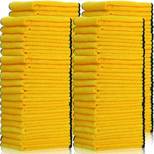 Tallew 60 Pcs Microfiber Towels Bulk Car Drying Cloth, Yellow - color: Yellow