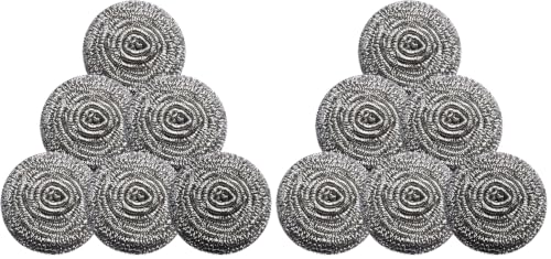 Stainless Steel Scrubber Scrubbing Scouring Pad Sponges Clean Pot Pan and Steel Wool for Kitchen Bathroom (Pack of 2) - size: 6Pcs Metal Scrubber (Pack of 2)
