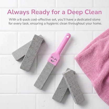 Pumice Stone for Cleaning Gas Stove Grates Top and Toilet with 2 Handle - 6Pack Cleaning Pumice Stone Toilet Bowl Cleaner for Oven