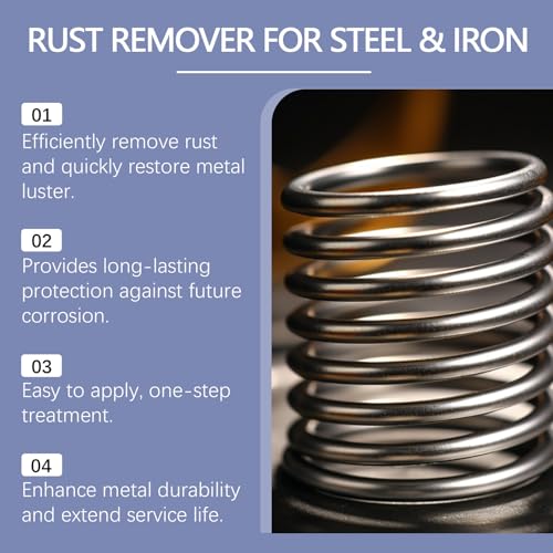 Highly Concentrated Rust Remover for Steel Iron, Rust Remover Spray for Metal, Fast Acting Formula for Steel, Copper & Stainless Steel, No Scrubbing Rust Stain Cleaner for Tools & Auto Parts, 4FL.OZ