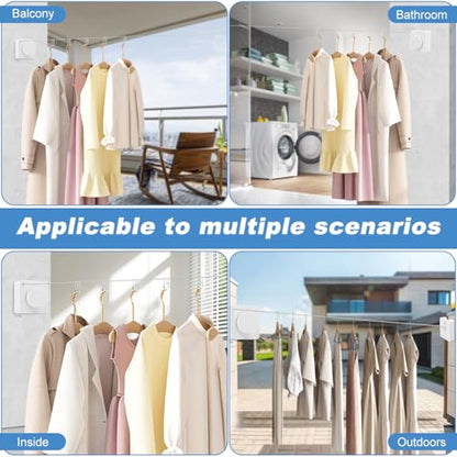 Retractable Clothesline, 15.75 Ft Indoor Outdoor Drying Line(White) - color: White