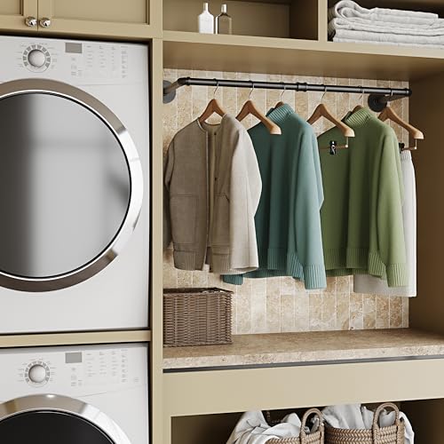 Wall Mounted Clothes Rack 36 Inch, Industrial Pipe Clothing Hanger Black, Heavy Duty Wall Mount Closet Rod for Bedroom, Entryway, Laundry Drying Rack, Retail Display Clothes Rod - color: Black, size: 36 Inch