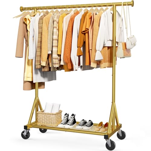 Sakugi Stainless Steel Clothes Rack Mesh Shelf, 42.5x16.5x65.9, Gold - color: Gold, size: 42.5" x 16.5" x 65.9"(1 Rod)