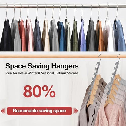 3 Pack Space Saving Hangers for Clothes, 6 to 9 Holes Expandable Heavy Duty Metal Hangers 80 Lbs Capacity, Magic Smart Hanger Closet Space Saver, Closet Organizers and Storage