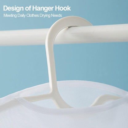 Pillows Drying Rack, Folded Double Layer Mesh Net Bags for Rectangle Square Pillow Cushion Clothes Shoes, Heavy-Duty Hanger Organizer for Outdoor Indoor Dryer, White