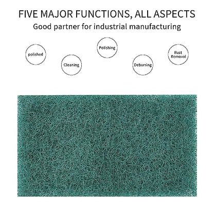 Green Scuff Pads - 10Pcs Scotch Brite - Very Fine Grade Hand Pads General Purpose Sanding Hand Pads 200 x 125mm/8" x 5" - color: 10 Green