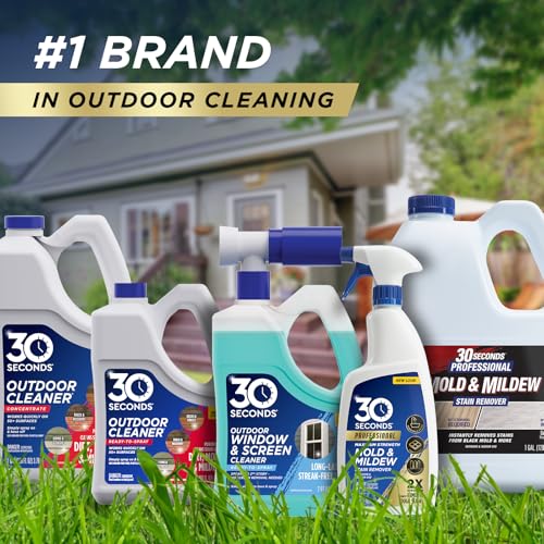 30 SECONDS Outdoor Window & Screen Concentrated Cleaner for Glass, Patio Doors, Fiberglass, Furniture - No Screen Removal Required, Spray & Rinse - Refill for Hose End Sprayer Bottles, 1.1 Gallon - size: 142 Fl Oz (Pack of 1)